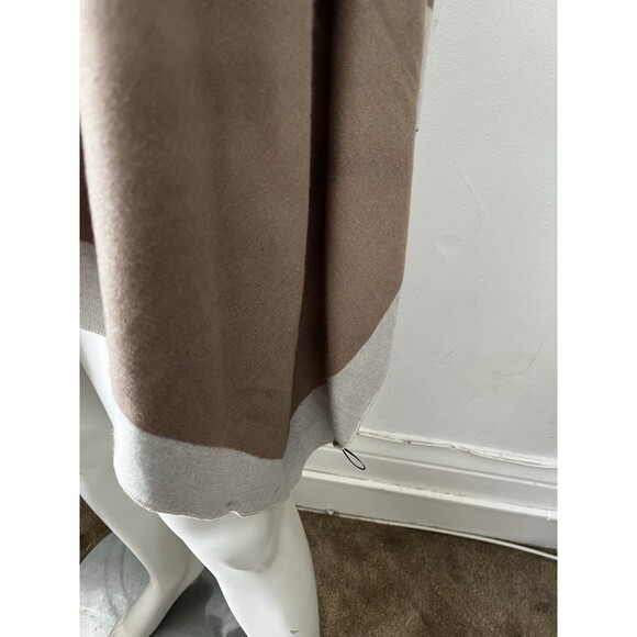 mellifluous Ruana Cape Beige White viscose wrap Scarf Sweater Poncho Open Front - Picture 4 of 6